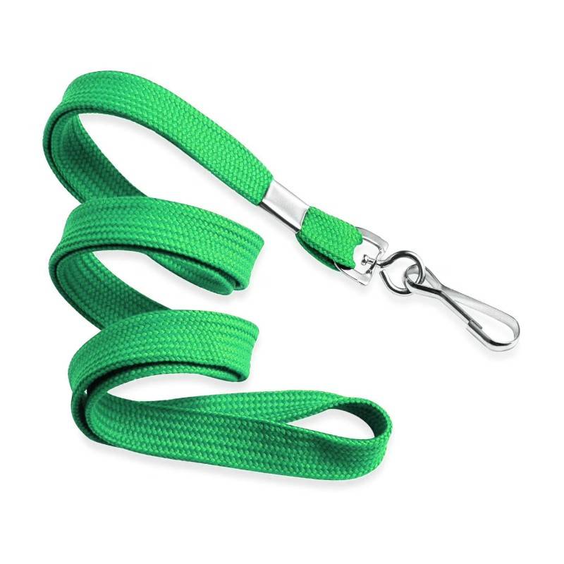 pack de 100 Cordons Badge 10mm/90cm A Mousqueton Métal Vert