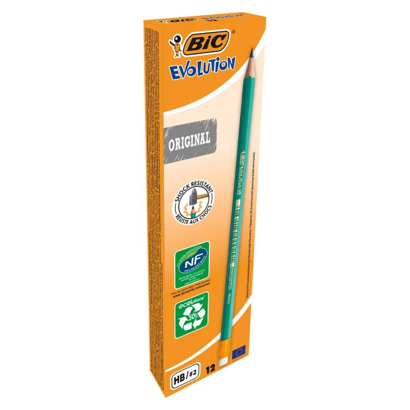 Pack de 12 Crayons BIC Evolution Avec Gomme - Noir