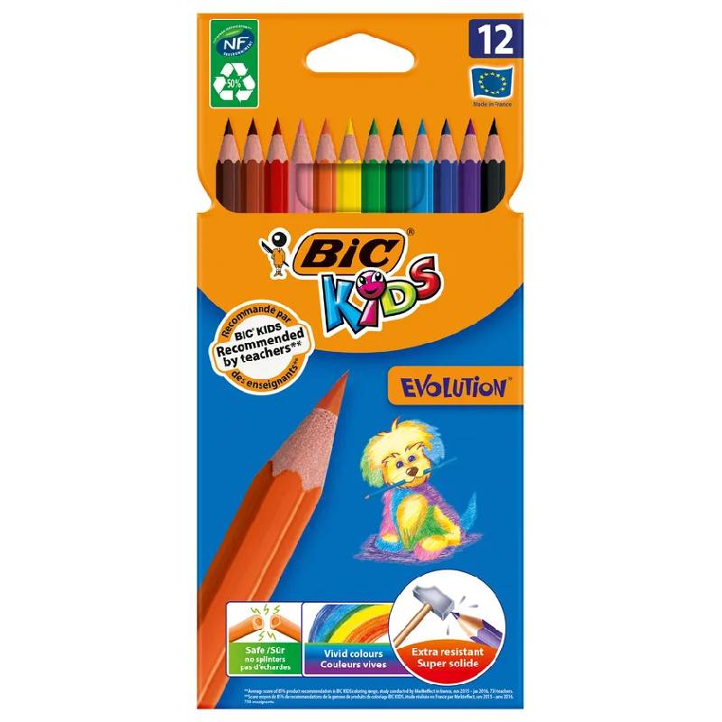 Pack de 12 Crayons Couleurs BIC Cardboard Wallet ECOlutions