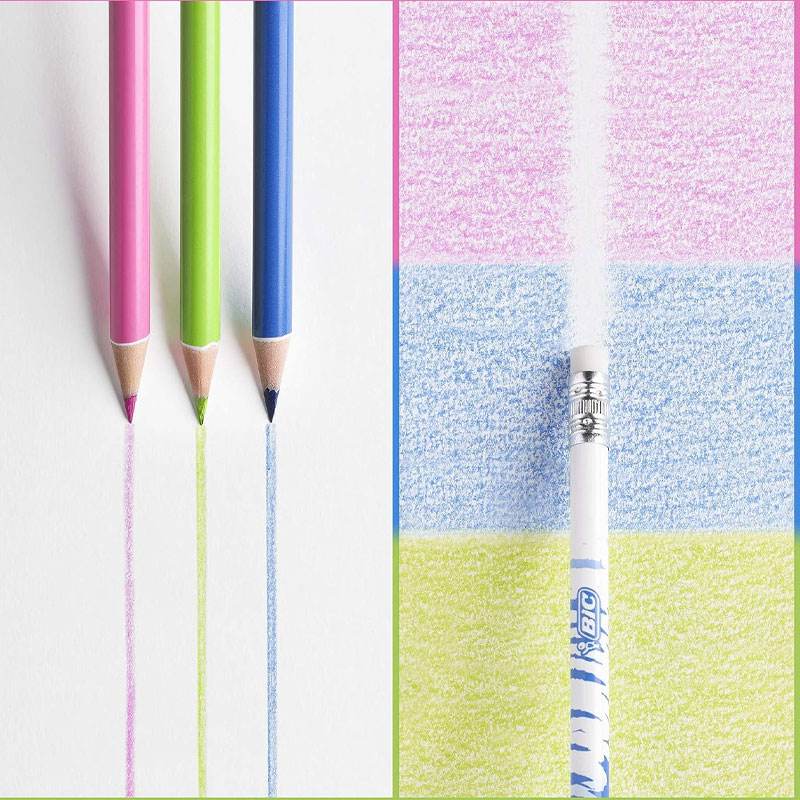 Pack de 12 Crayons Couleurs BIC Kids Evolution Illusion Avec Gomme - Image 5