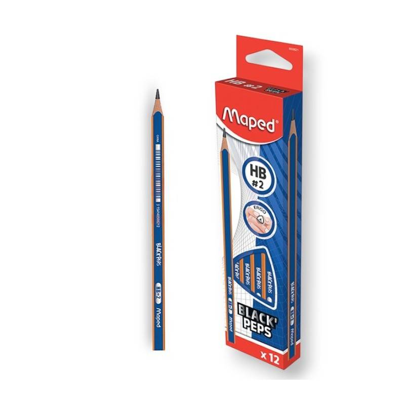 Pack de 12 Crayons MAPED Graphite Plastique HB=2