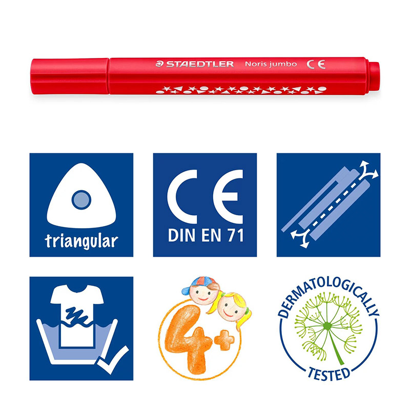 Pack de 12 Feutre à pointe fibre STAEDTLER géante triangulaire Noirs jumbo - Image 4