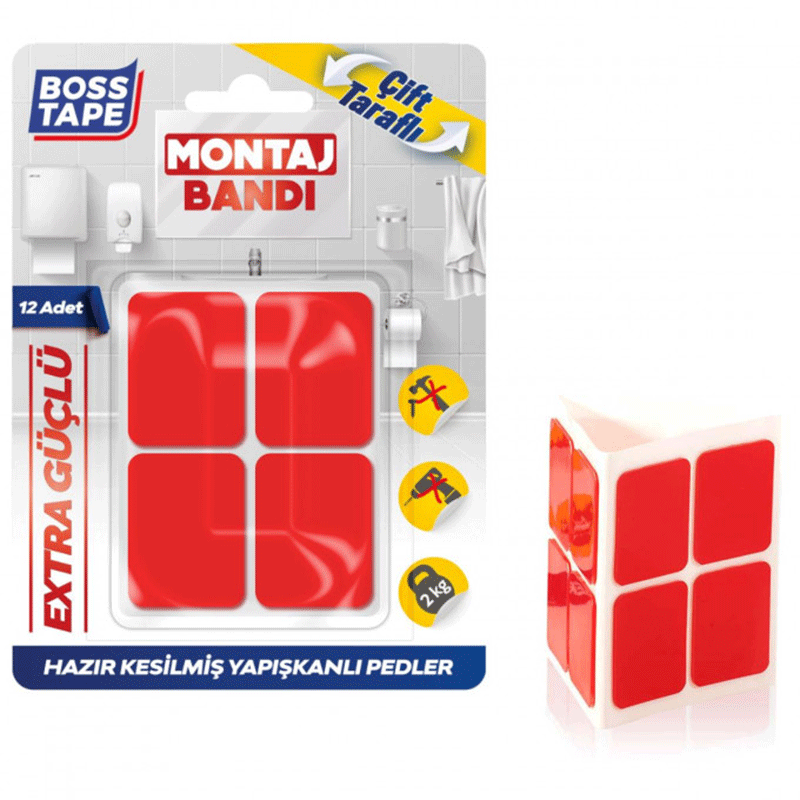 Pack de 12 Rubans de montage BOSS TAPE double face en acrylique 25x30mm - Image 3