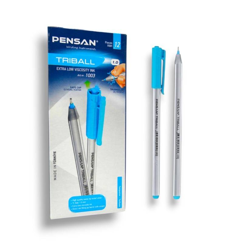 Pack de 12 Stylos à Bille PENSAN Triball - Bleu Ciel
