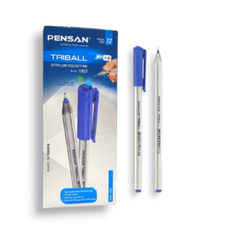 Pack de 12 Stylos PENSAN à Bille Triball - Bleu 
