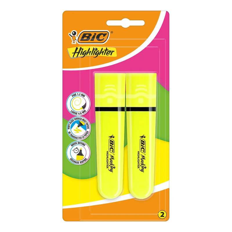 Pack de 2 Surligneurs BIC Blister Neon - Jaune