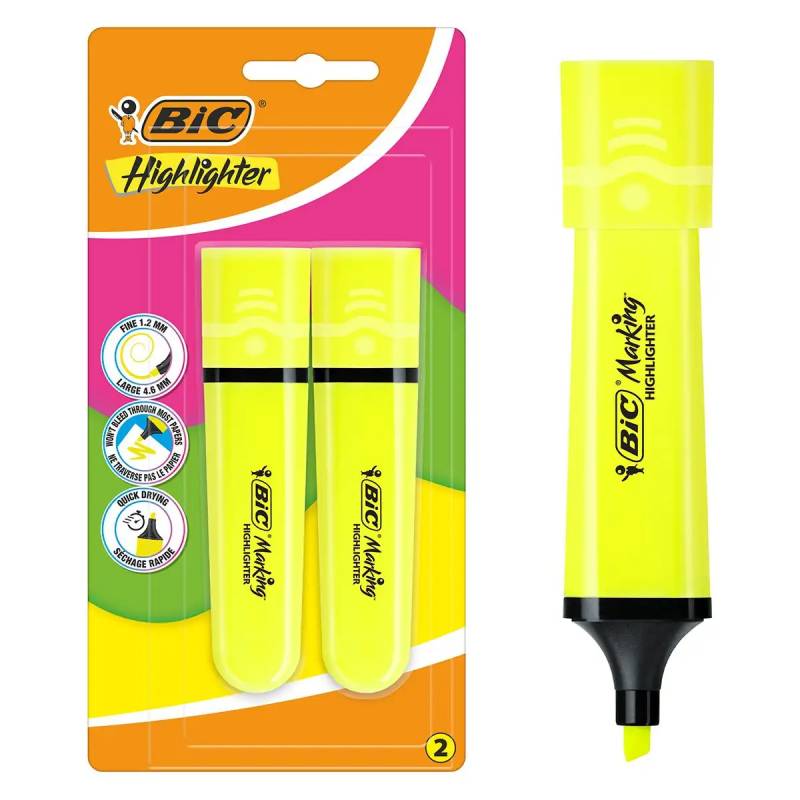 Pack de 2 Surligneurs BIC Blister Neon - Jaune - Image 2
