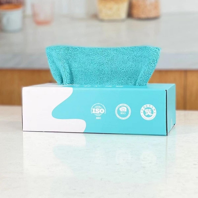 Pack de 20 Serviettes de Cuisine en Microfibre - Vert - Image 2