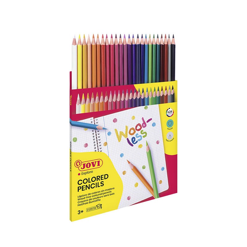 Pack de 24 Crayon de couleurs JOVI Sans Bois Triangulaire WOODLESS 734/24 - Image 4