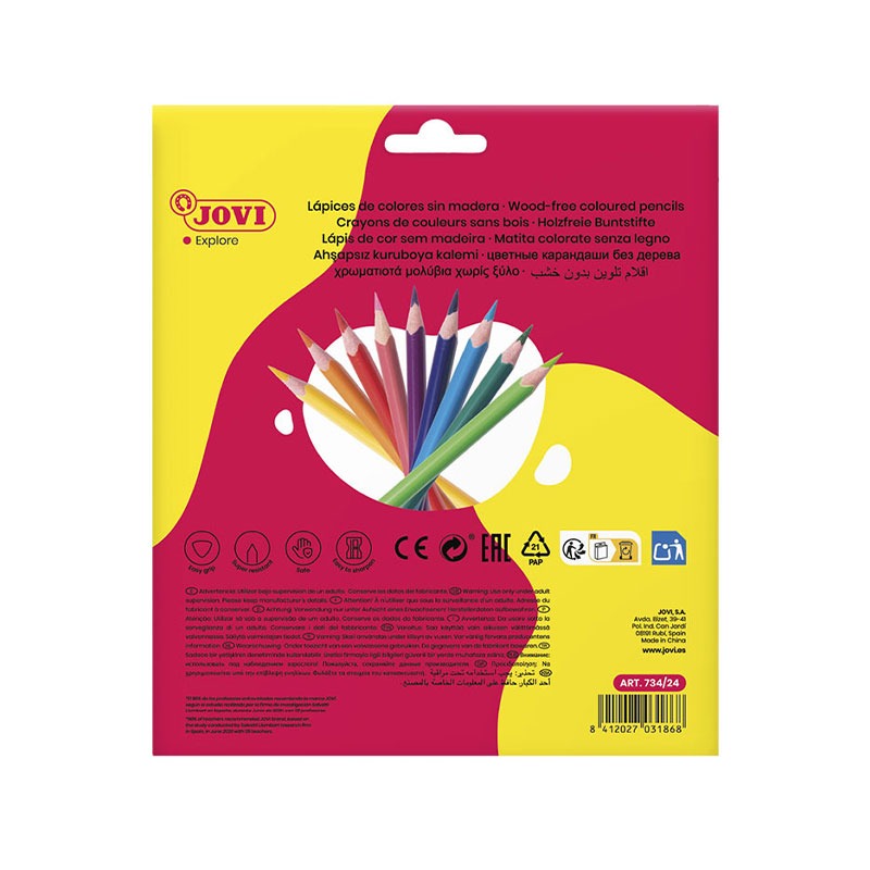 Pack de 24 Crayon de couleurs JOVI Sans Bois Triangulaire WOODLESS 734/24 - Image 3