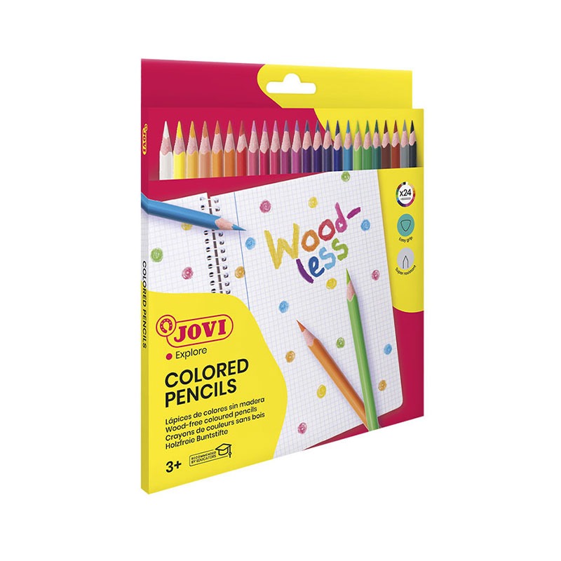 Pack de 24 Crayon de couleurs JOVI Sans Bois Triangulaire WOODLESS 734/24 - Image 2
