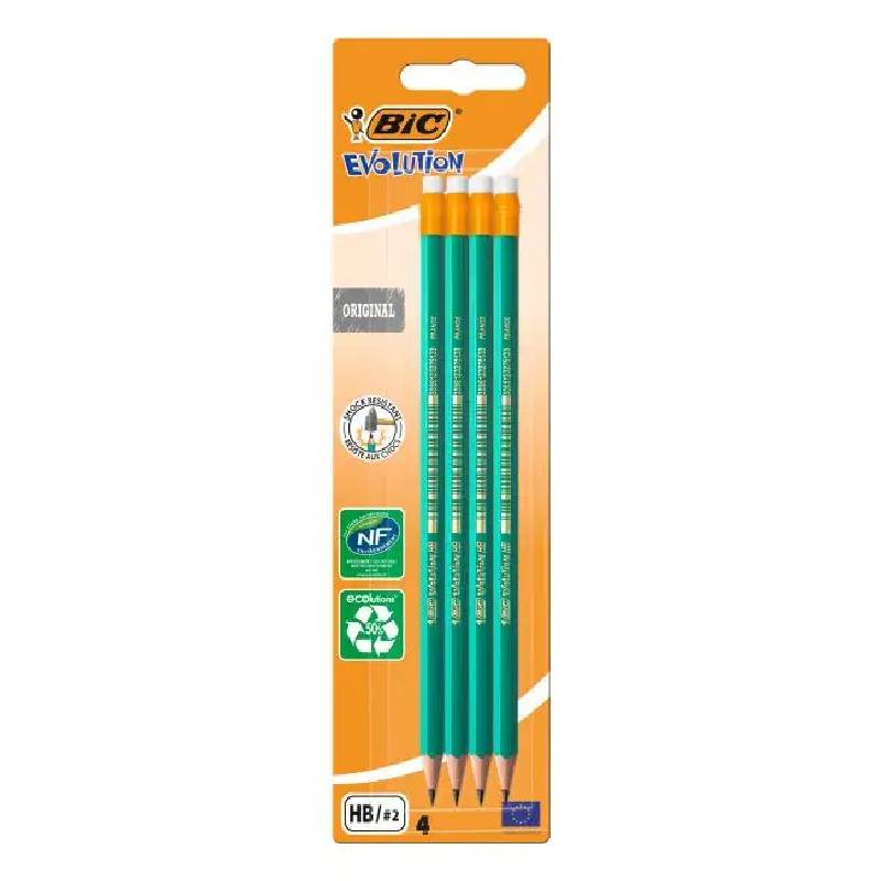 Pack de 4 Crayons BIC Blister Evolution Ecolutions HB 655 