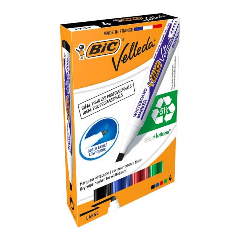 Pack de 4 Marqueurs BIC Velleda 1751 ECO - 017545