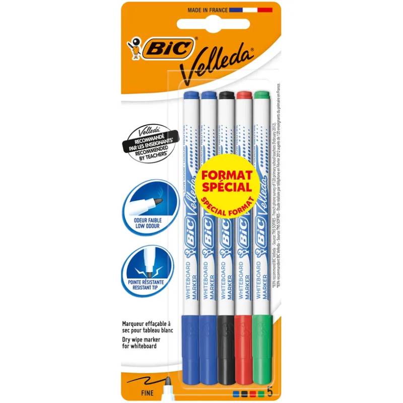 Pack de 5 Marqueurs de Tableau BIC Velleda 1721 - 333697