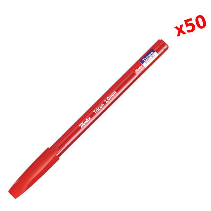 Pack de 50 Stylos à Bille MONTEX Tricon 1.0 mm - Rouge