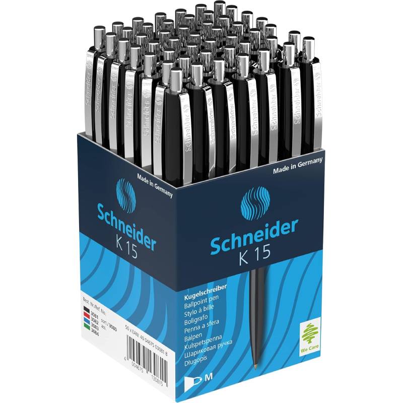 Pack de 50 Stylos à Bille Rétractable En Métal SCHNEIDER K15 - Noir