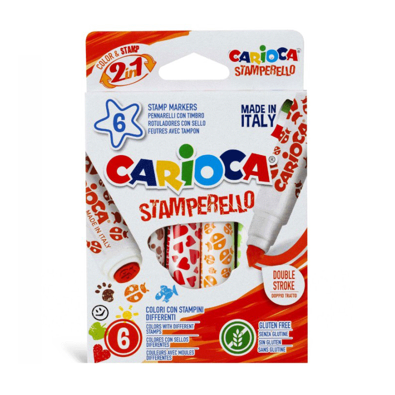 Pack de 6 Crayons CARIOCA Stamperello Assortis