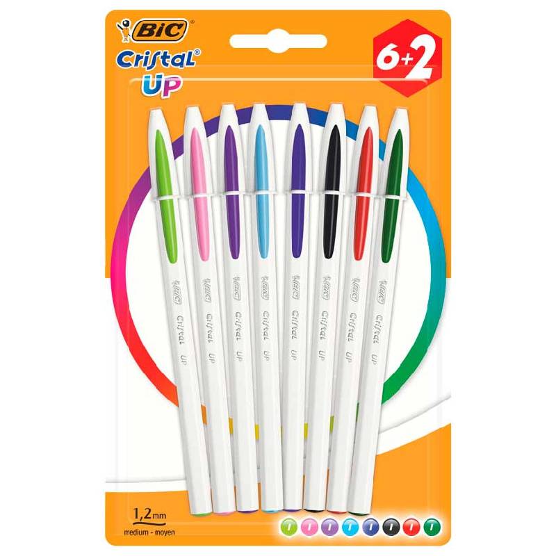 Pack de 8 Stylos BIC Blister Cristal Up Assortis - 494657