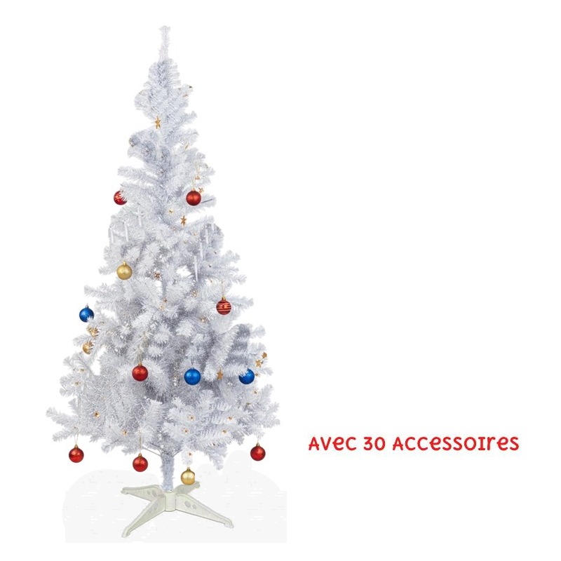 Pack Sapin de Noël 120 cm Avec 30 Accessoires - Blanc - Image 2