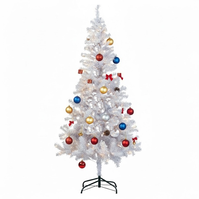 Pack Sapin de Noël 180 cm Avec 36 Accessoires - Blanc