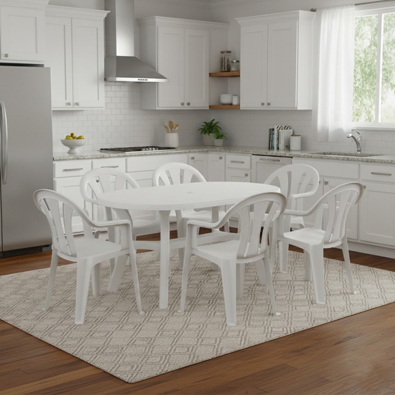 Pack Table et 6 Chaises en Plastique - Blanc - Image 4