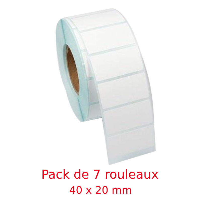 Pack de 7 Rouleaux d'Étiquettes Thermiques 40 x 20 mm - 1000 Étiquettes