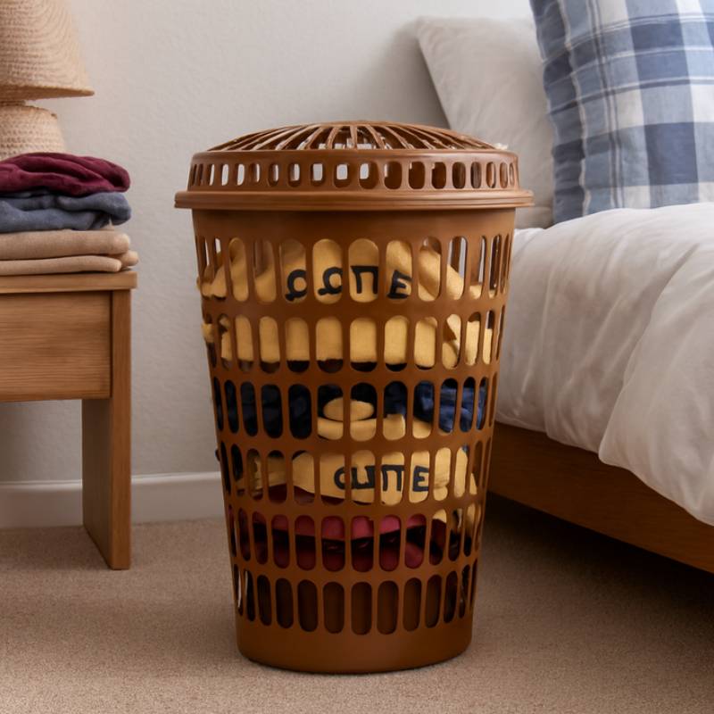Panier à Linge Plastique Avec Couvercle - Marron - Image 2