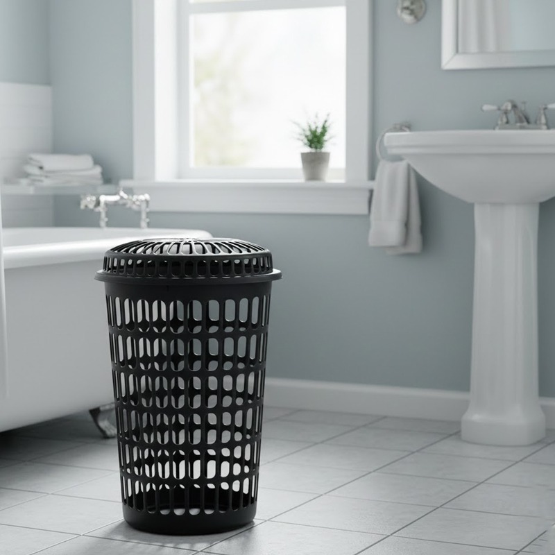 Panier à Linge Plastique Avec Couvercle - Noir - Image 2