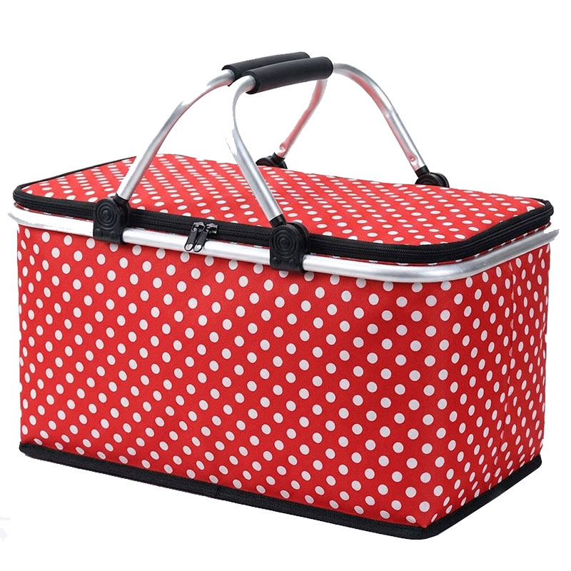Panier Pique-Nique Isotherme Pliable Pour Plage - Rouge