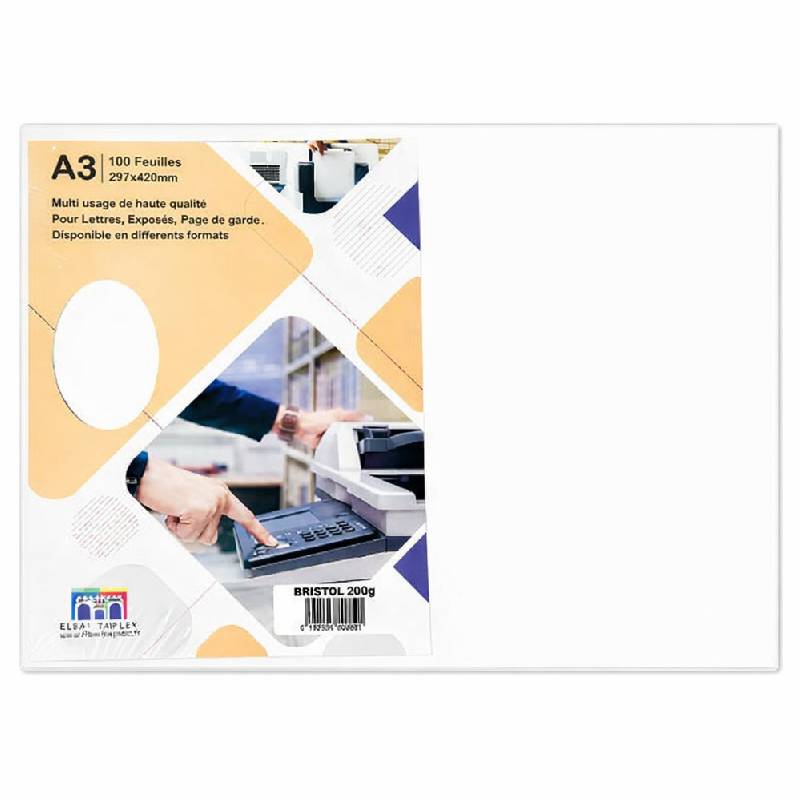 Paquet de 100 Feuilles RIBAT Bristol Blanc A3 250G