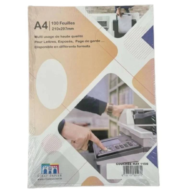 Paquet 100 Feuilles Couché Brillant RIBAT Blanc A4 115 G