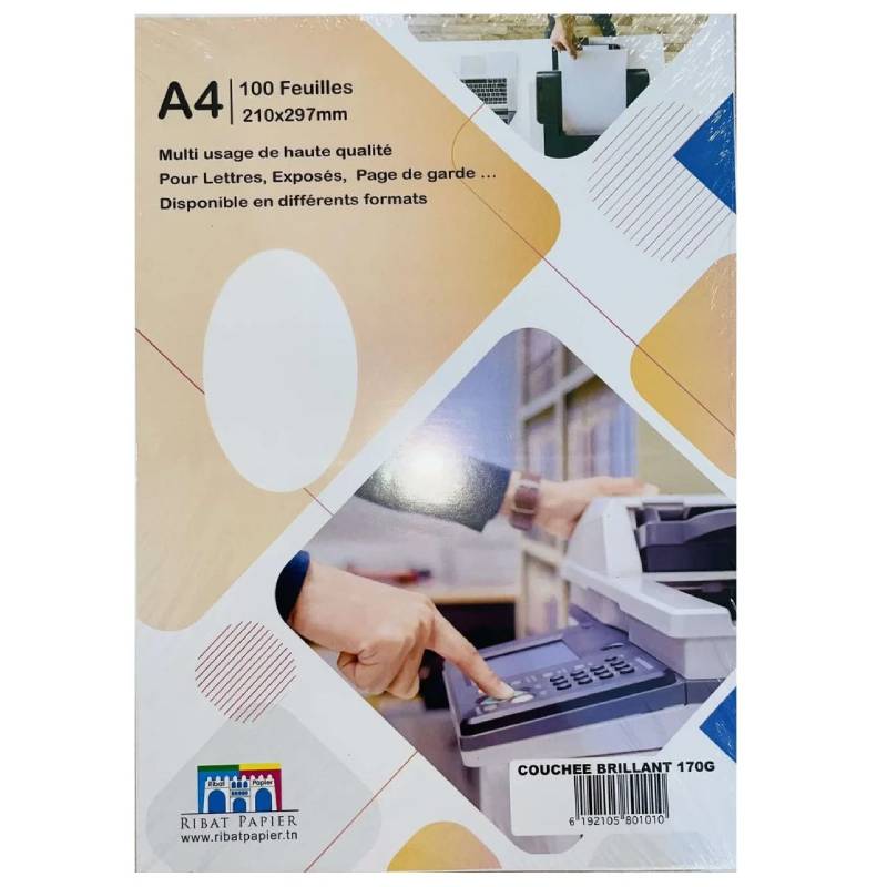 Paquet 100 Feuilles RIBAT Couché Brillant A4/ 170G