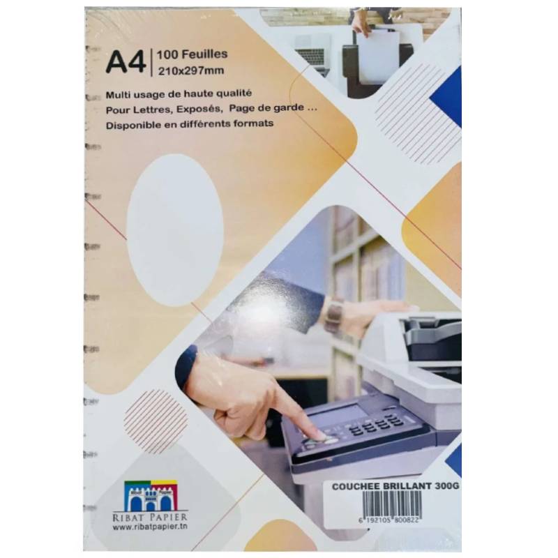 Paquet 100 Feuilles RIBAT Couché Brillant A4/ 300G