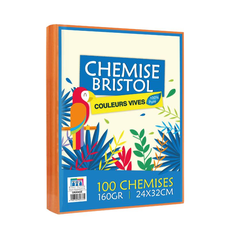 Paquet de 100 Chemises RIBAT Bristol Vives 160G 24*32 - Orange