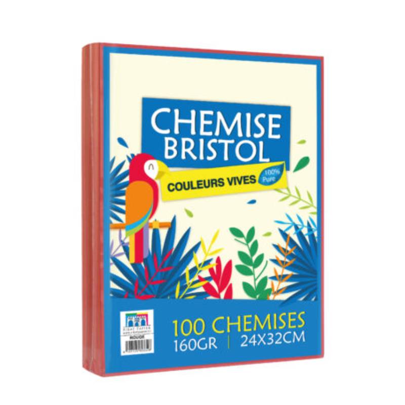 Paquet de 100 Chemises RIBAT Bristol Vives 160G 24*32 - Rouge