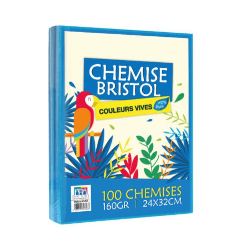Paquet de 100 Chemises RIBAT Bristol Vives 160G 24*32 - Turquoise