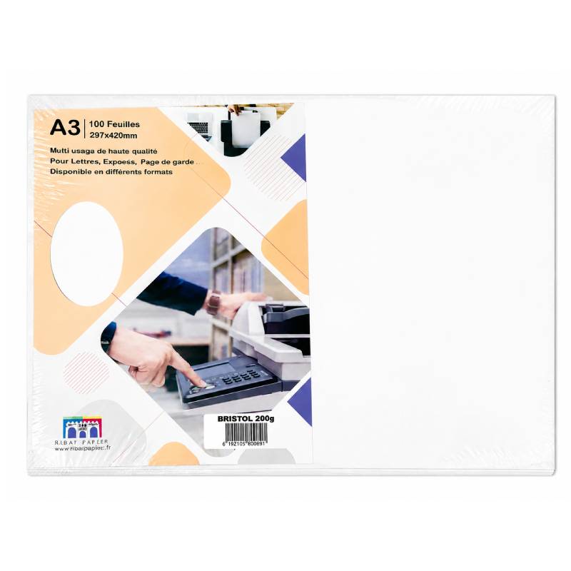 Paquet de 100 Feuilles RIBAT Couché Brillant A3 300G