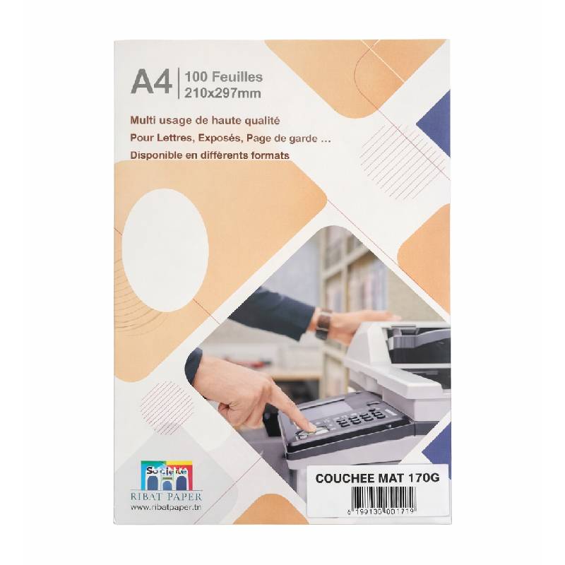  Paquet de 100 Feuilles RIBAT Couché Mat A4 170G