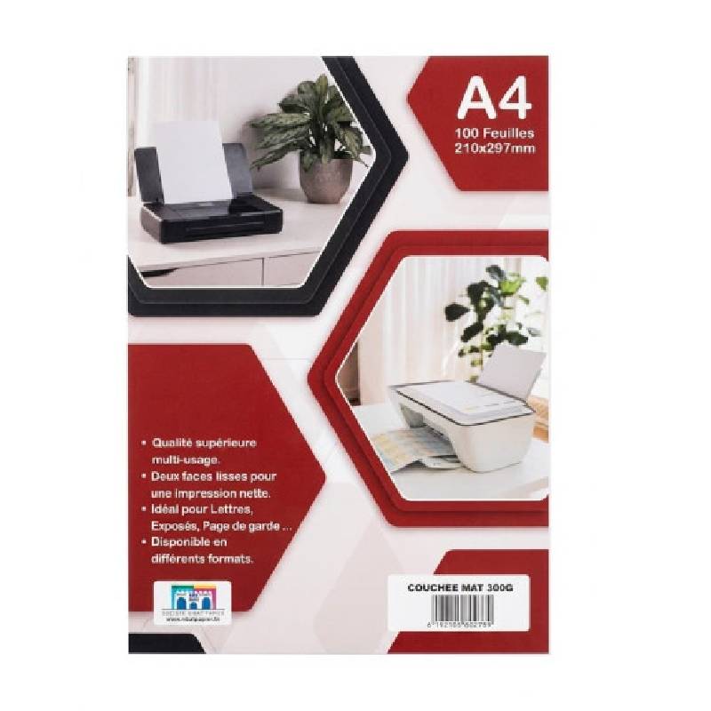  Paquet de 100 Feuilles RIBAT Couché Mat A4 300G