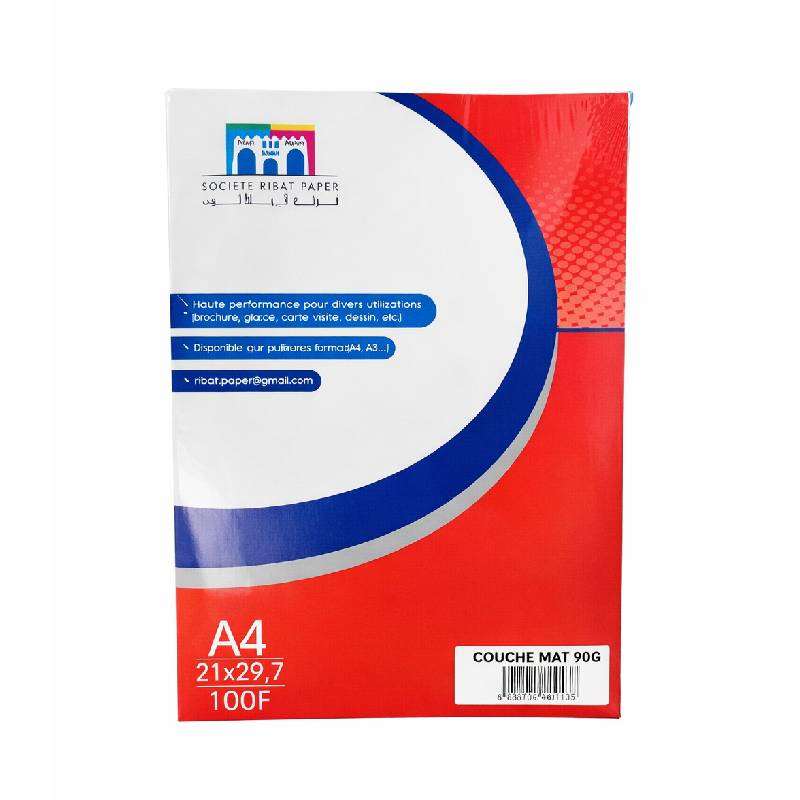  Paquet de 100 Feuilles RIBAT Couché Mat A4 90G