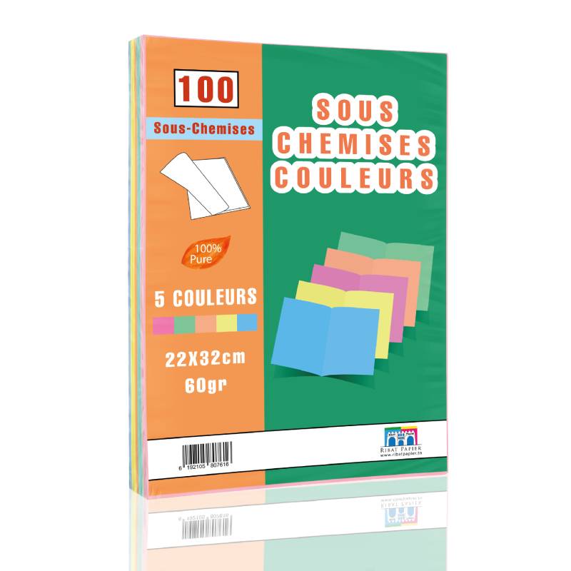 Paquet de 100 Sous Chemises RIBAT 60 G 22 x 32 Cm - Assortis
