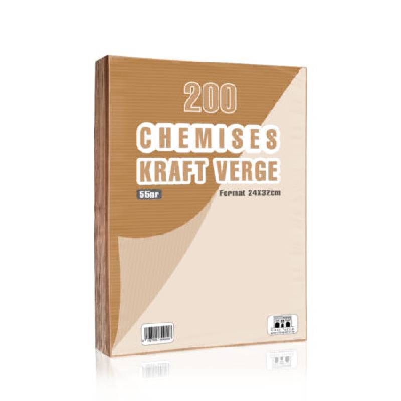 Paquet de 200 Chemises RIBAT Krafet Verge 55 G 24 x 32 Cm