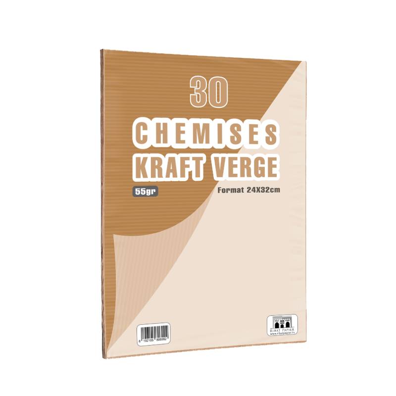 Paquet de 30 Chemises RIBAT Krafet Verge 55 G 24 x 32 Cm