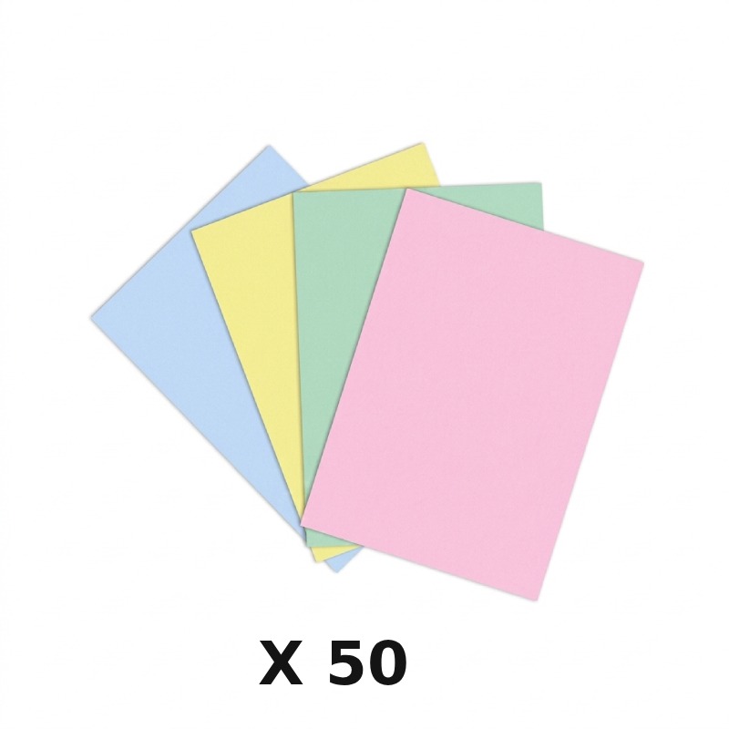 Paquet De 50 Chemises Cartonné RIBAT Bristol Pastel - Assorties  