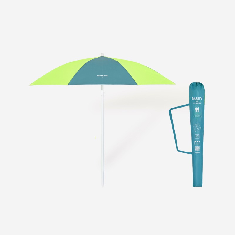 Parasol de Plage DECATHLON 2 Places UPF 50+ PARUV Windstop - bleu jaune - Image 2