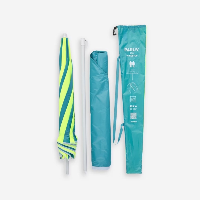 Parasol de Plage DECATHLON 2 Places UPF 50+ PARUV Windstop - bleu jaune