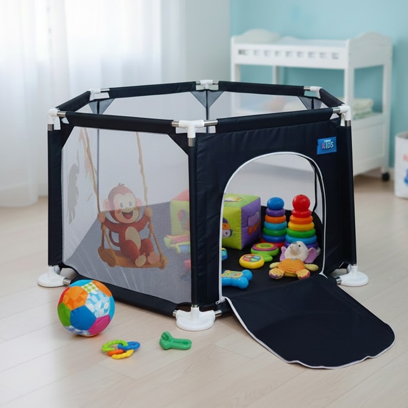 Parc de Jeu Sécurisé Pour Bébé - Bleu Marine - Image 2