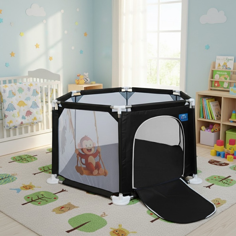 Parc de Jeu Sécurisé Pour Bébé - Noir - Image 2