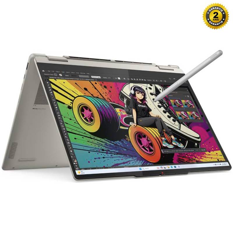 Lenovo Yoga 7 2-in-1 14AKP10 Copilot+ PC AMD Ryzen AI 7 350 Hybride (2-en-1) 35,6 cm (14") Écran tactile WUXGA 16 Go LPDDR5x-SDRAM 512 Go SSD Wi-Fi 7 (802.11be) Windows 11 Home Français Gris, Photo boutique MyTek chez MyTek