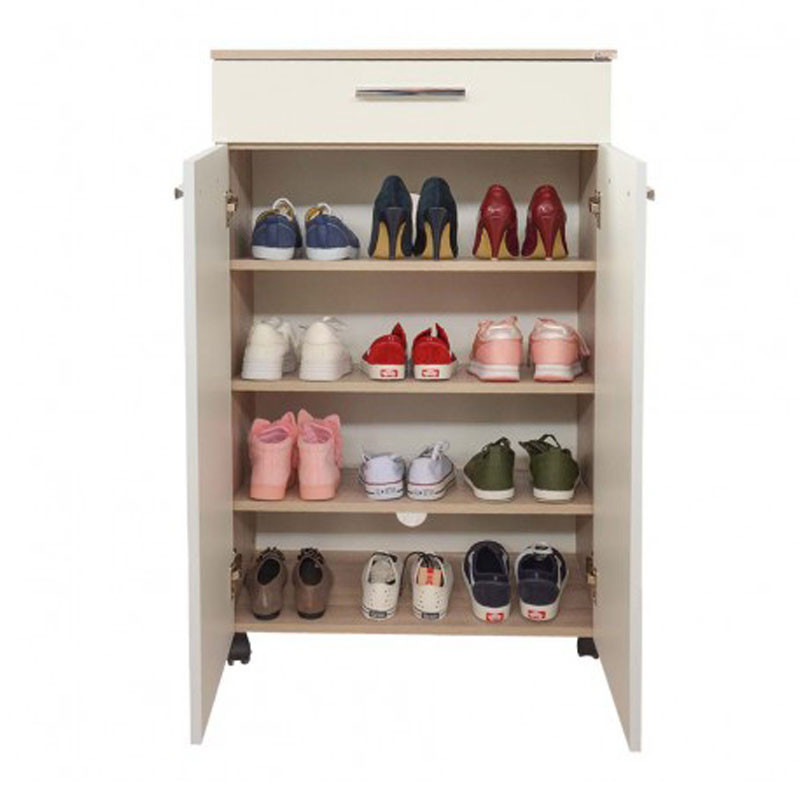 Porte Chaussures Classique SOTUFAB 2P+1T - Chêne Brut & Blanc - Image 2